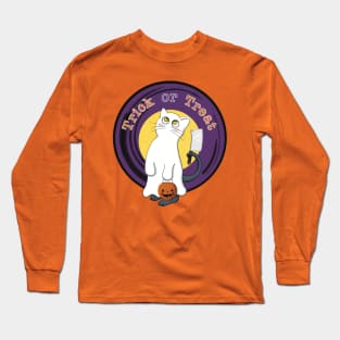 Halloween Ghost Cat - No Tricks! Long Sleeve T-Shirt